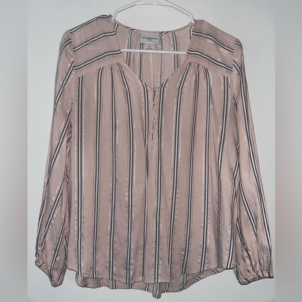 Liz Claiborne Pink Mandarin Collar Blouse